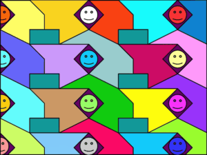 Abstract Smiling Faces Mosaic
