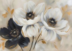 Black White Gold Floral