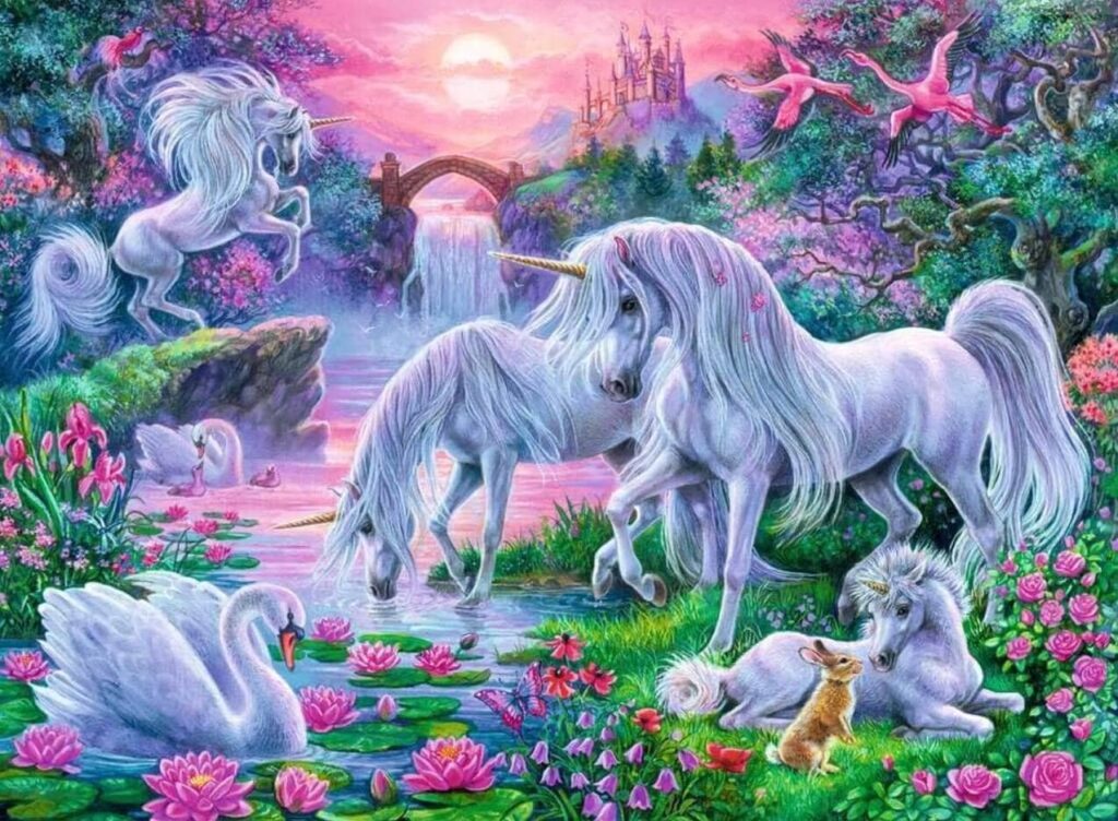 Unicorns in Sunset Glow