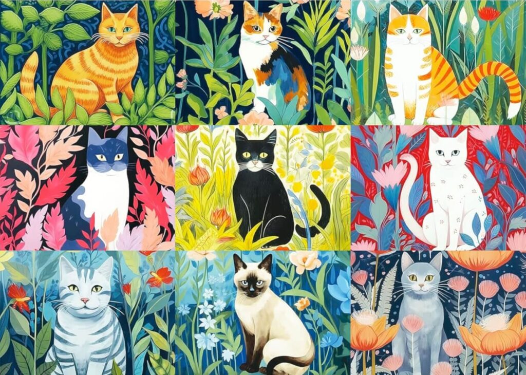 Flowers and Cats