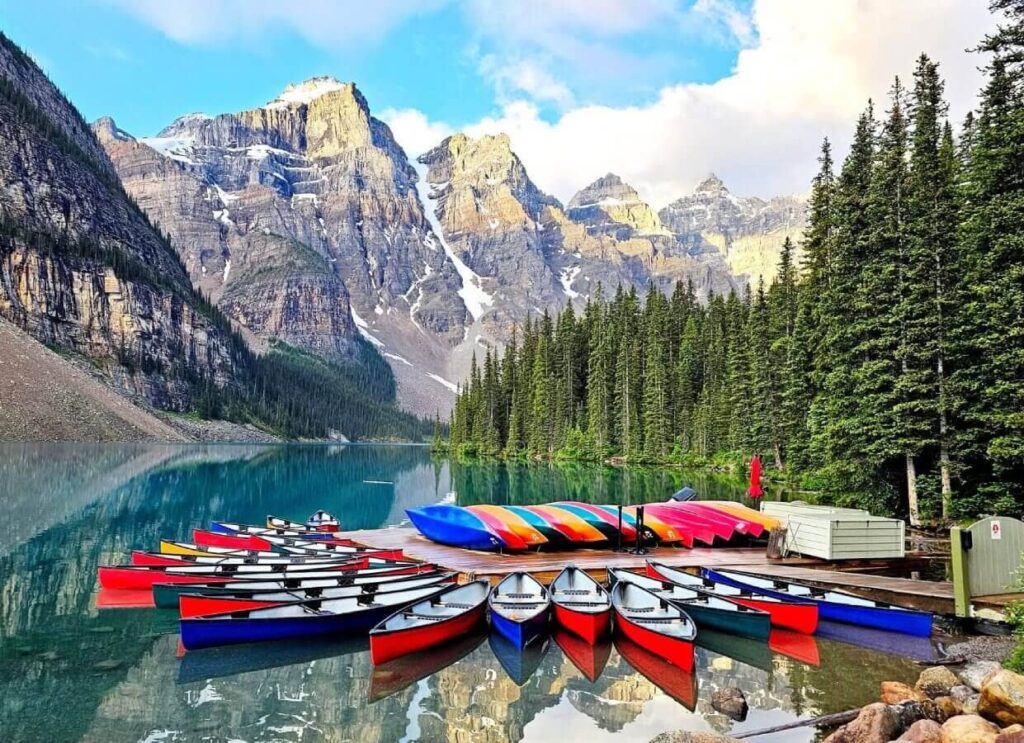 Colorful Canoes on Moraine Lake