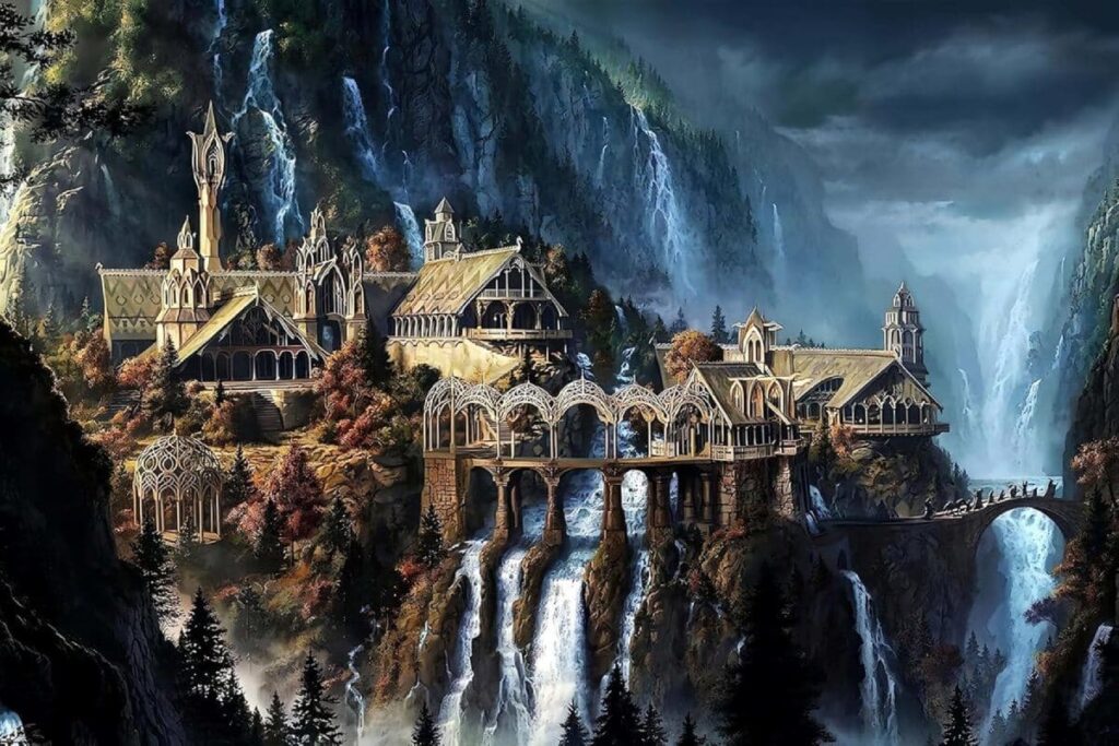 Fantasy Waterfall Castle