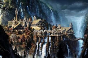 Fantasy Waterfall Castle