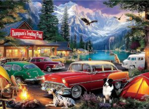 Vintage Cars Camping Lakeside