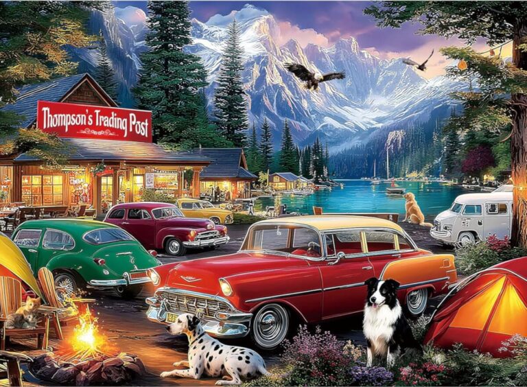 Lakeside Camping with Vintage Cars