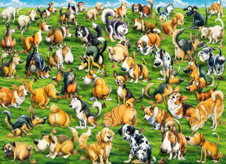 Playful Dogs Pooping