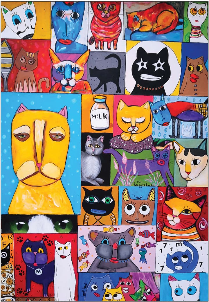 Abstract Cat Portraits Collage