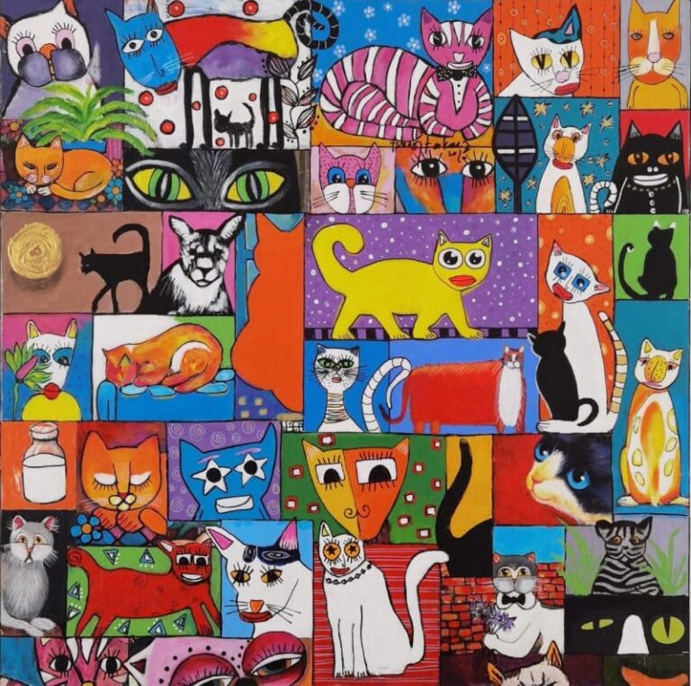 Colorful Cat Art Collage