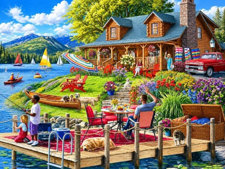 Cozy Lakeside Cabin and Colorful Garden