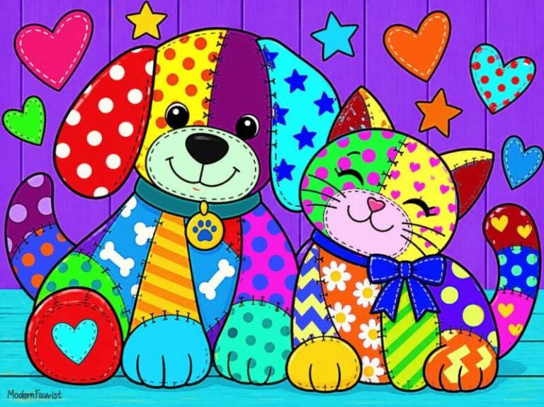 Patchwork Dog and Cat Friends