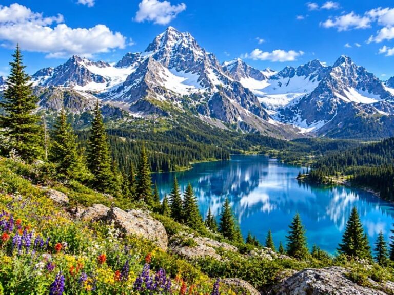 Snow-Capped Mountain Peaks