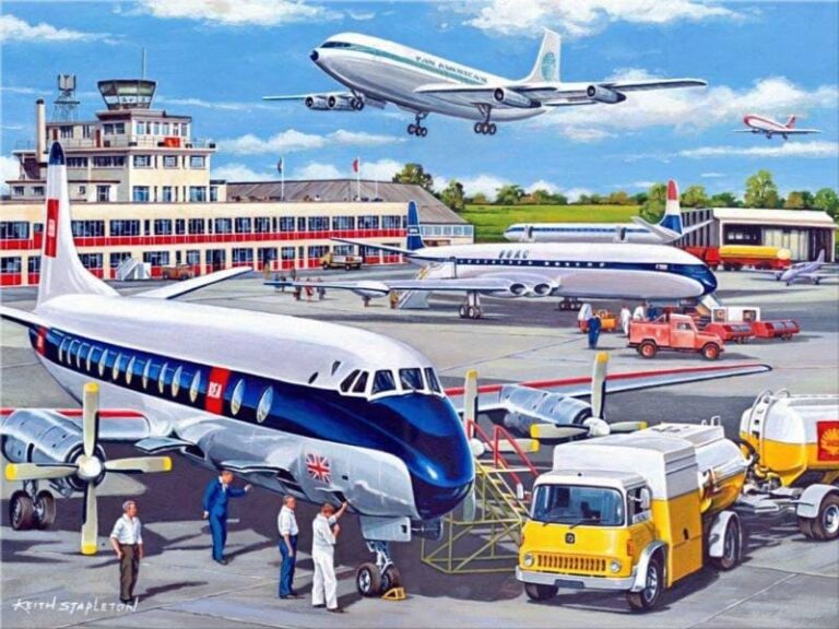 Vintage Airport and Classic Airplanes